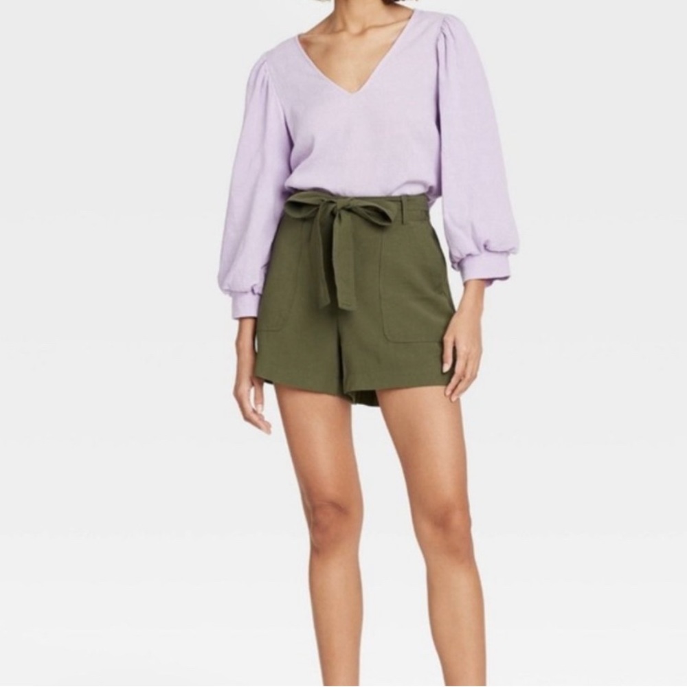 A New Day Olive Green Belted Shorts Women’s Size XXL NWOT